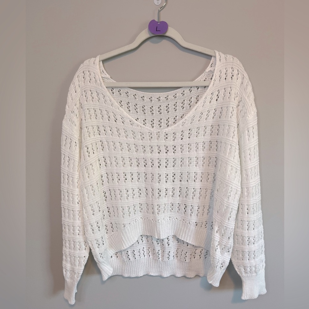 NWOT White Knit Women's Sweater Off the Shoulder Bathing Suit Cover Up